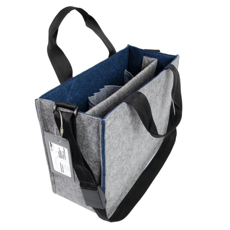 SIGEL BA424 Desk-Sharing Bag Bicolor M - Synthetic Felt - Grey/Dark Blue - 36 x 28 x 15 cm