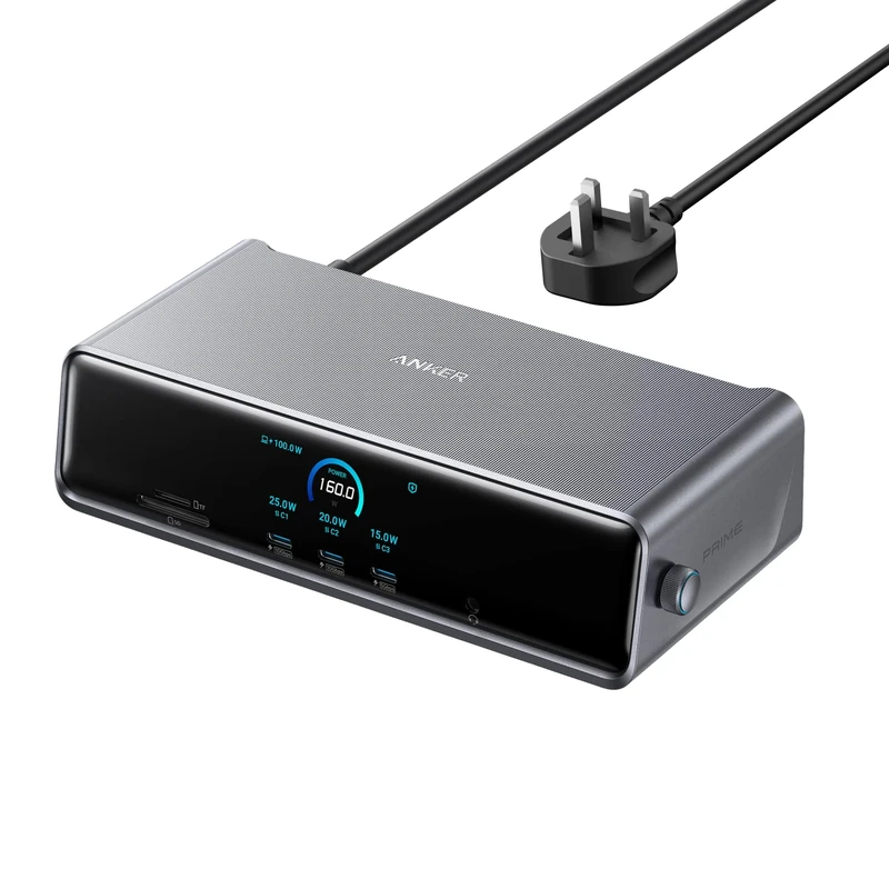 Anker Prime Docking Station (DL7400), 14-Port Triple Display with DisplayLink, 140W Max, Smart Display, Triple 4K 60Hz, Cooling Fan, for macOS and Windows (The Latest DisplayLink Driver Required)