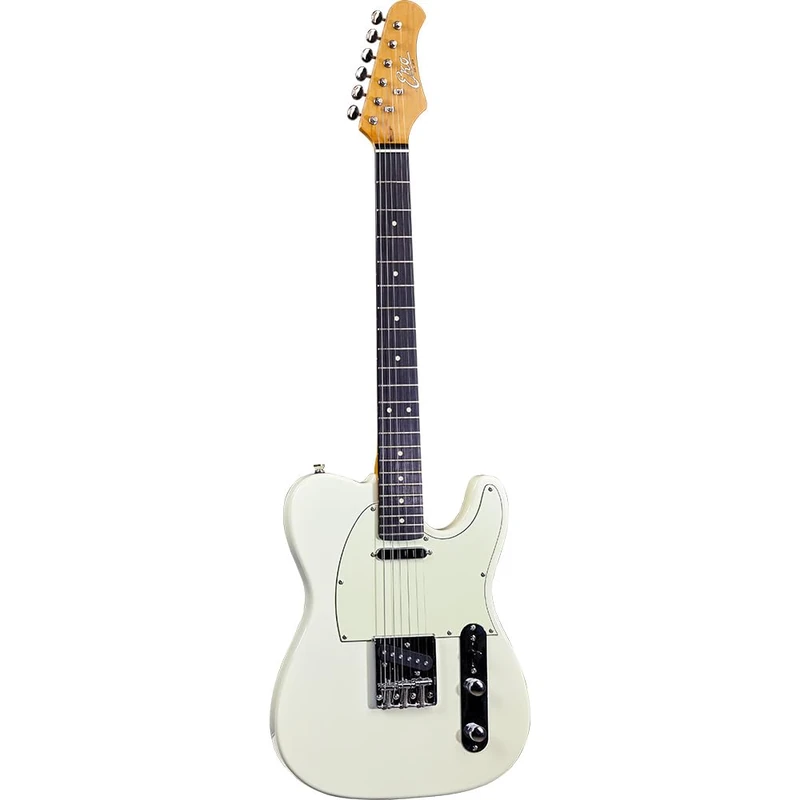 EKO Guitars VT-380 V-NOS Olmpic White, Electric Guitar from the "Tribute V-NOS" Series, Pawlonia Body, Maple Handle, Eko WPC Resin Fingerboard, Olympic White