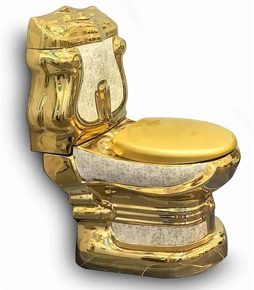 SaryEdge Golden Toilet One-Piece Toilet Super Hotel Bathroom Pumping Household Personality Creative Ceramic Toilet(