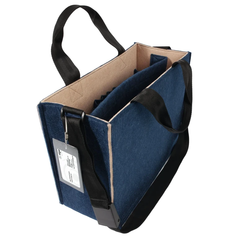 SIGEL BA420 Desk-Sharing Bag Bicolor M - Synthetic Felt - Dark Blue/Beige - 36 x 28 x 15 cm