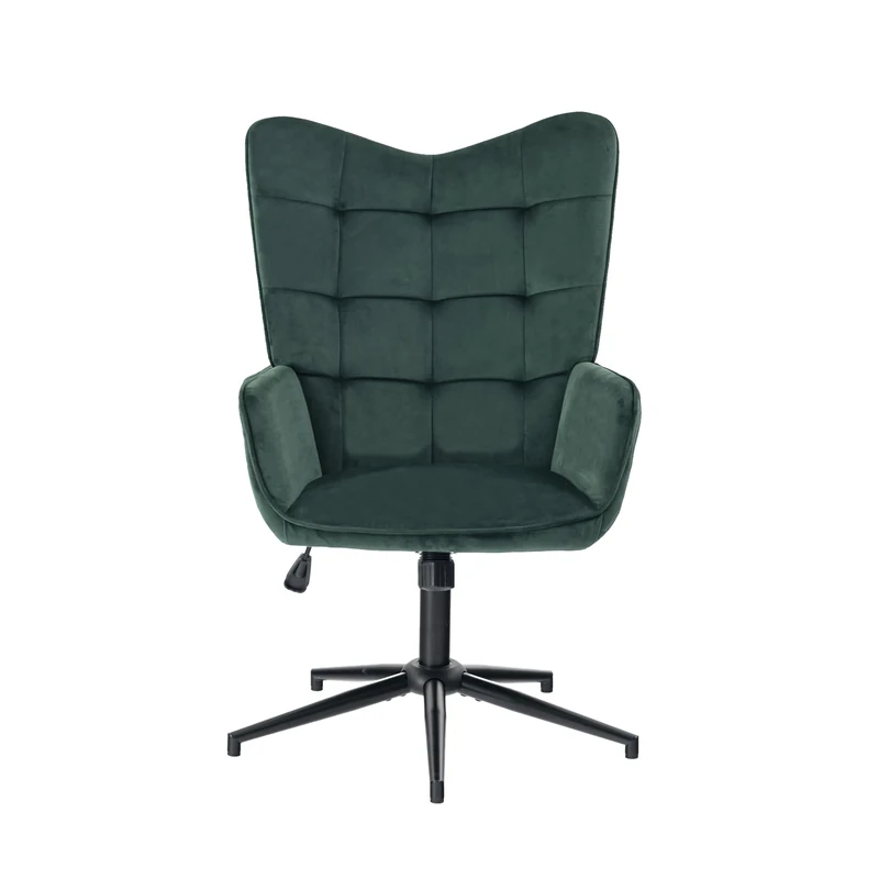 39F Furniture Dream Modern Velvet Office Chair Armchair with Adjustable Height and Swivel Base - Tufted Upholstery and High Backrest for Living Room Office Bedroom, Green, 61x69x91.5cm