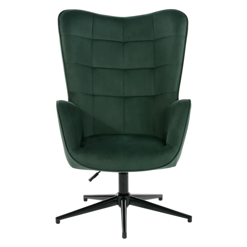 39F Furniture Dream Modern Velvet Office Chair Armchair with Adjustable Height and Swivel Base - Tufted Upholstery and High Backrest for Living Room Office Bedroom, Green, 70x80x100cm