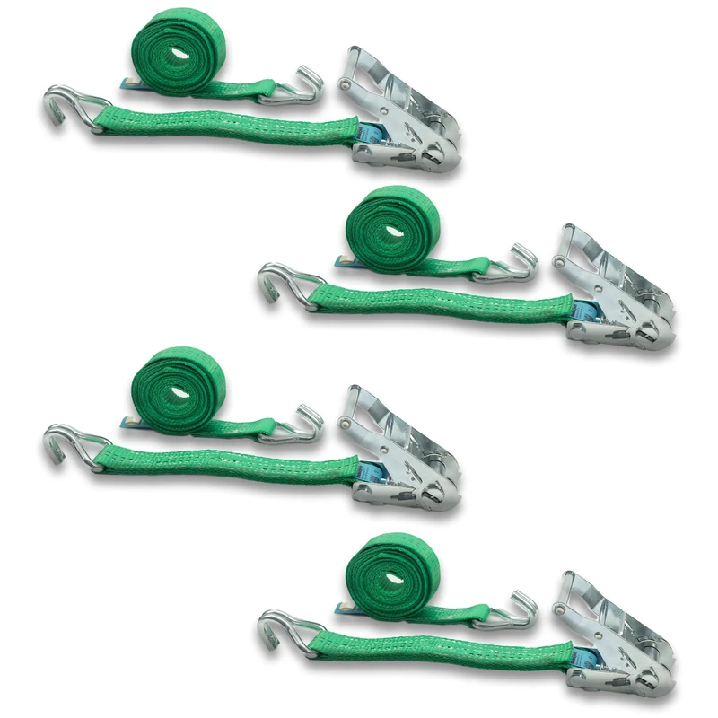 DoZurr 2000 Lashing Straps with Ratchet and Profile Hook, Load Capacity up to 1000 kg, 35 mm Wide x 8 m Long, Green