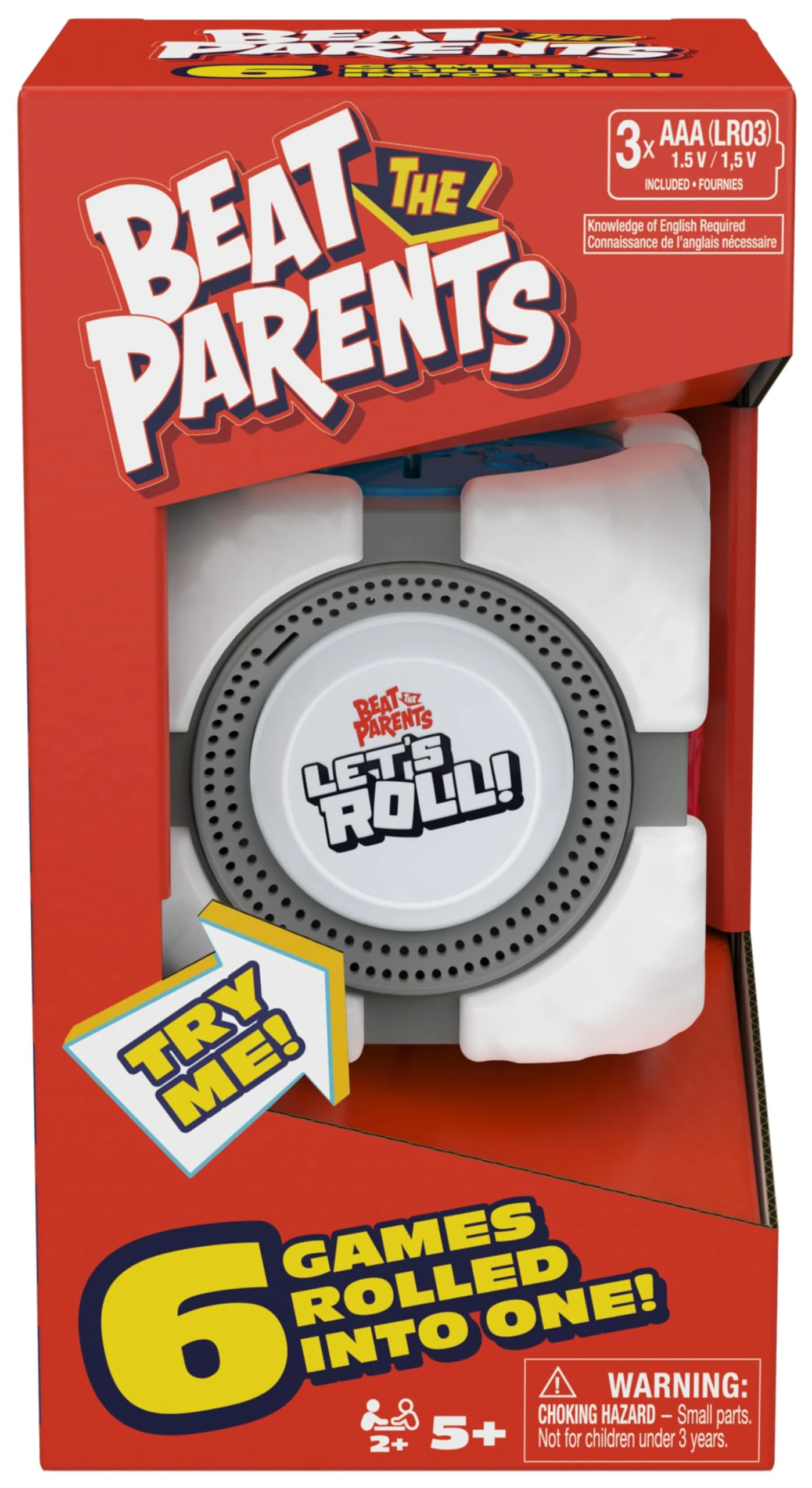 Spin Master Games, Beat the Parents: Let’s Roll!, 6-in-1 Electronic Game Cube, Fun Activity for Kids, Adults & Family Game Night, Interactive Toy, 2-6 Players, for Ages 5 & Up