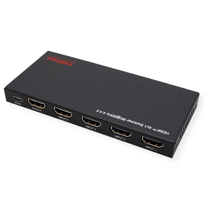 ROLINE 8K HDMI Switch 4 Way with IR Remote Control