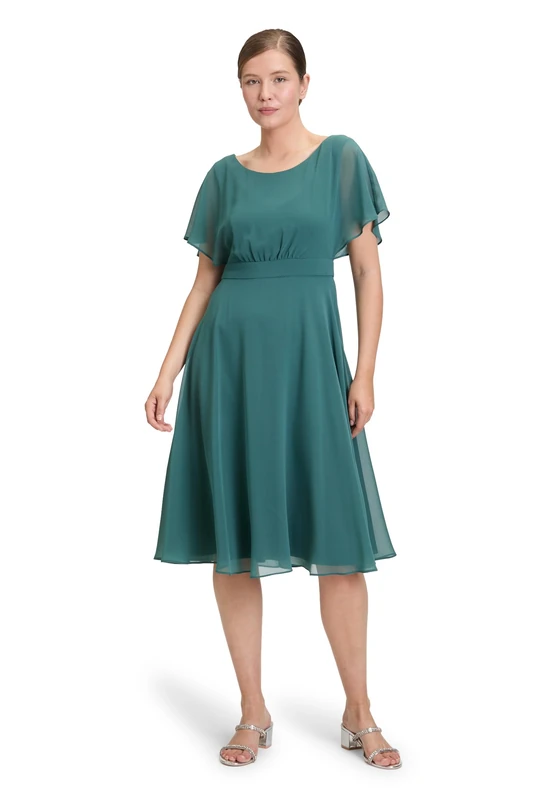 Vera Mont Women's Short Sleeve Cocktail Dress, Dark Emerald, 18