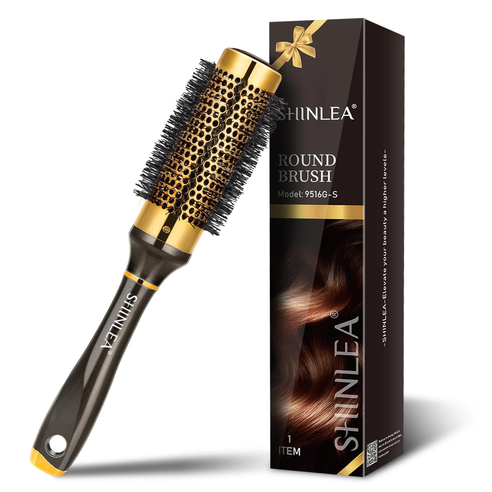 Hair Brush - SHINLEA Round Hair Brush for Blow Drying 33MM Aluminium Curly Hair brush, Small Hairbrushes for Women Curling, Hair Drying, Styling, Straightening and Shine