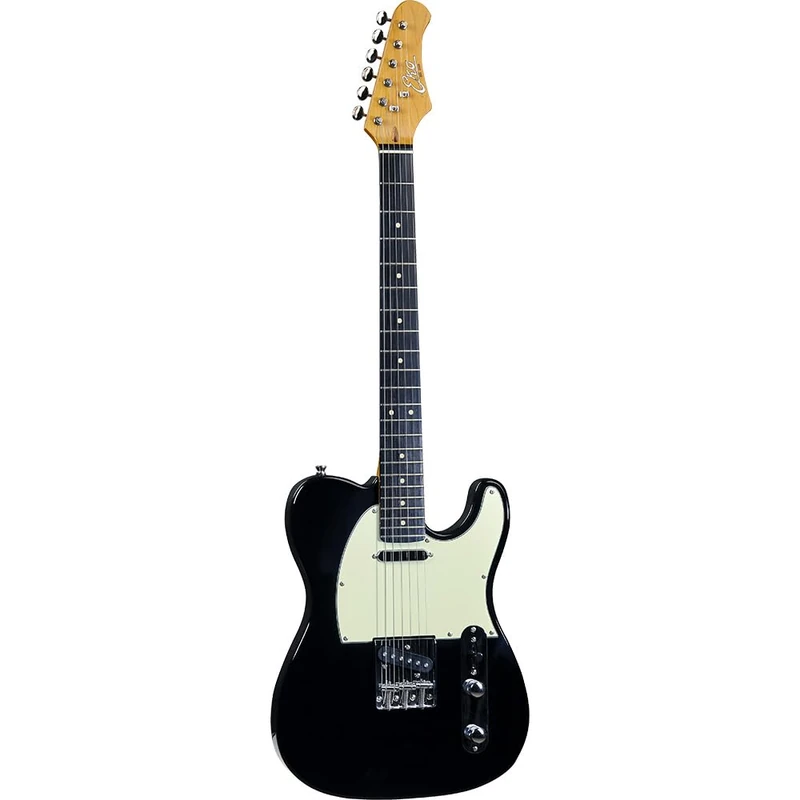 Eko Guitars VT-380 V-NOS Black Electric Guitar, Tribute V-NOS Series, Pawlonia Body, Maple Neck and Eko WPC Resin Fingerboard, Black