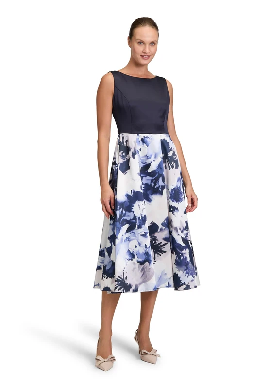 Vera Mont Women's Cocktail Dress, Patch Dark Blue/Dark Blue, 16