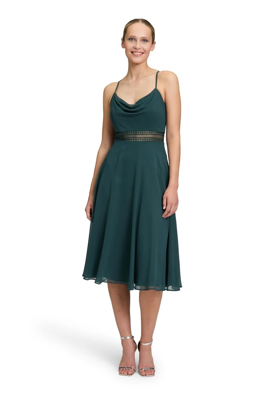 Vera Mont Women's Cowl Neck Cocktail Dress, Dusty Slate, 16