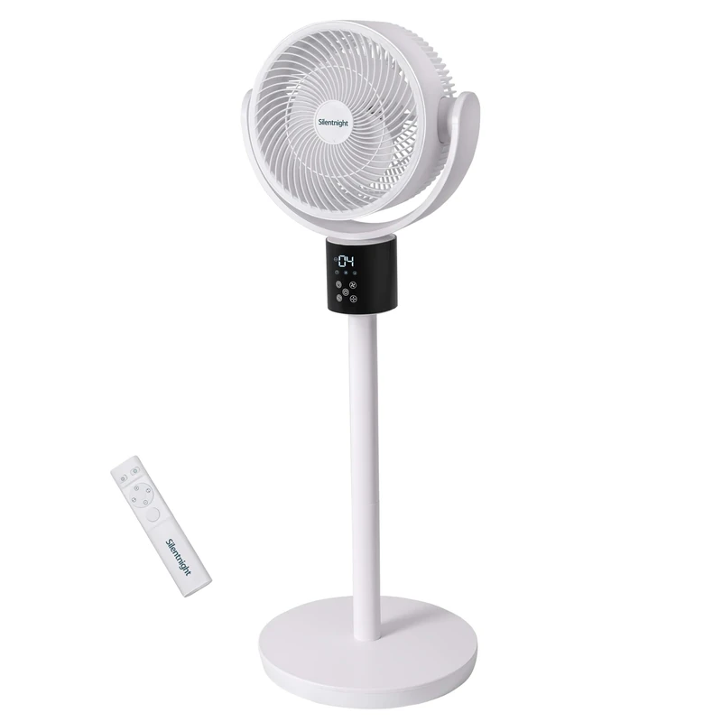 Silentnight Airmax Pro360 Pedestal Fan with Remote Control - Ultra Quiet 12-Speed - 140° Horizontal & 90° Vertical Oscillation - Adjustable Height for Floor or Desktop - 15 Hour Timer & Sleep Mode