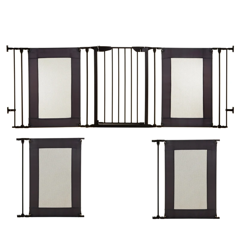 Dreambaby Denver Adapta Baby Safety Gate - Fits Opening from 85.5-316m Wide & 74cm Tall - Includes 2x 58cm extension - Suitable Barrier for Stairs, Irregular Openings, & Wide Areas - Black