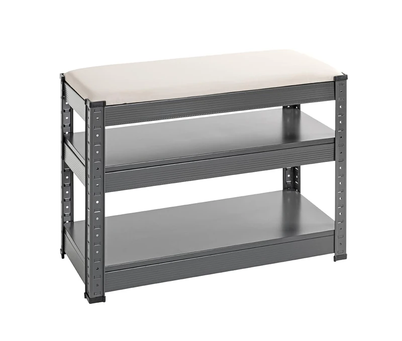 HAKU Möbel shoe rack, anthracite, grey, synthetic leather, metal, dimensions: W 60 x H 47 x D 28 cm, style modern