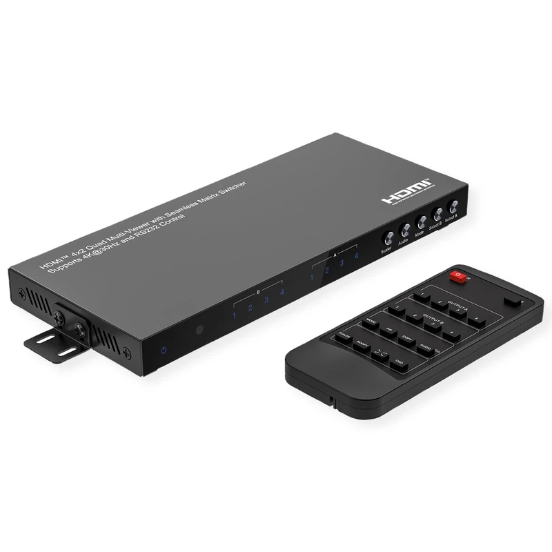 VALUE HDMI Matrix Switch, 4x2 Quad Multi-Viewer, Seamless Switching
