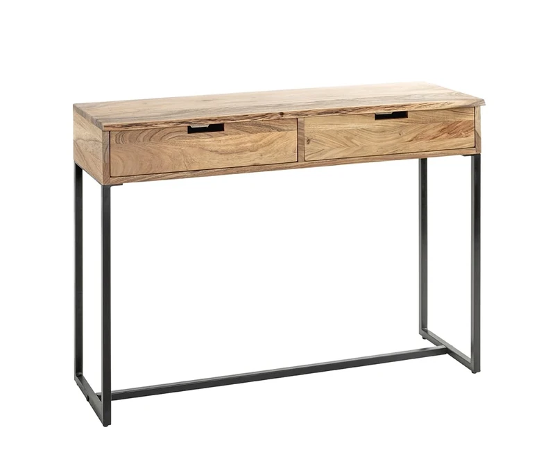 HAKU Möbel console, acacia, black, solid wood, metal - Dim.: W 100 x D 35 x H 75 cm, Style: Urban Collective