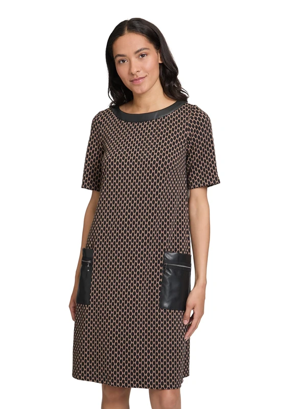 Vera Mont Women's Casual Dress, Black/Beige, 18