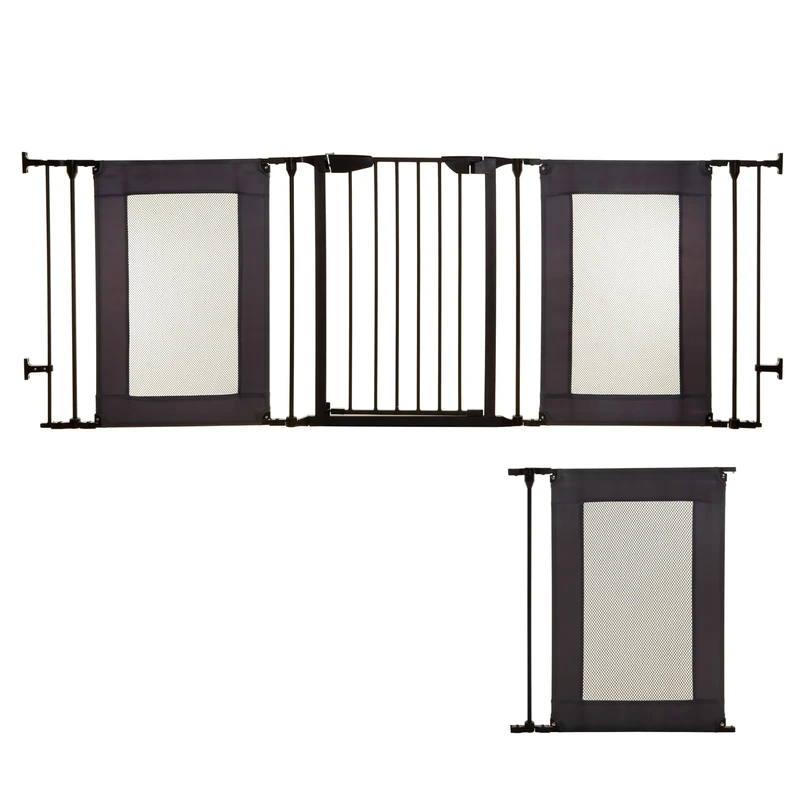 Dreambaby Denver Adapta Baby Safety Gate - Fits Opening from 85.5-258cm Wide & 74cm Tall - Includes 1x 58cm extension - Suitable Barrier for Stairs, Irregular Openings, & Wide Areas - Black