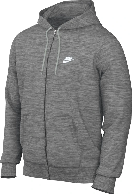 NIKE FN3884-063 Club Sweatshirt Men's DK GREY HEATHER/LT SMOKE GREY/WHITE Size M
