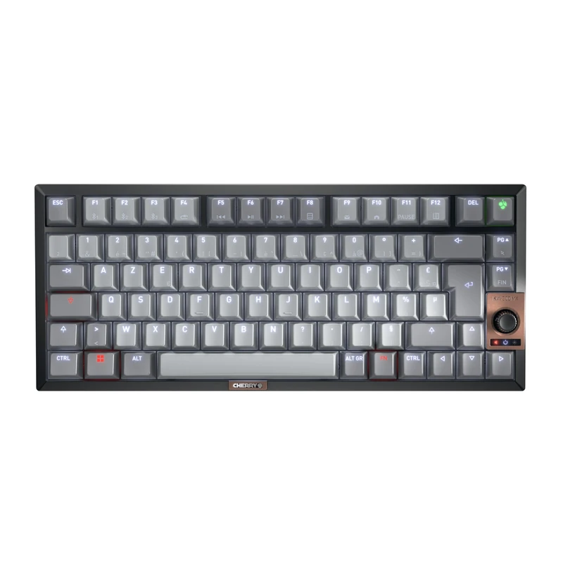 CHERRY KW 300W MX, Compact Mechanical Hot-Swap Keyboard, French Layout (AZERTY), White Illumination, Windows Layout, MX2A SILENT RED Switches, Black
