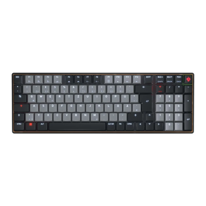 CHERRY KW 550 MX LP, Mechanical Low-Profile Keyboard in 96% Format, German Layout (QWERTZ), Multi-Device Function, MX LP 2.0 IVORY Switches, Black