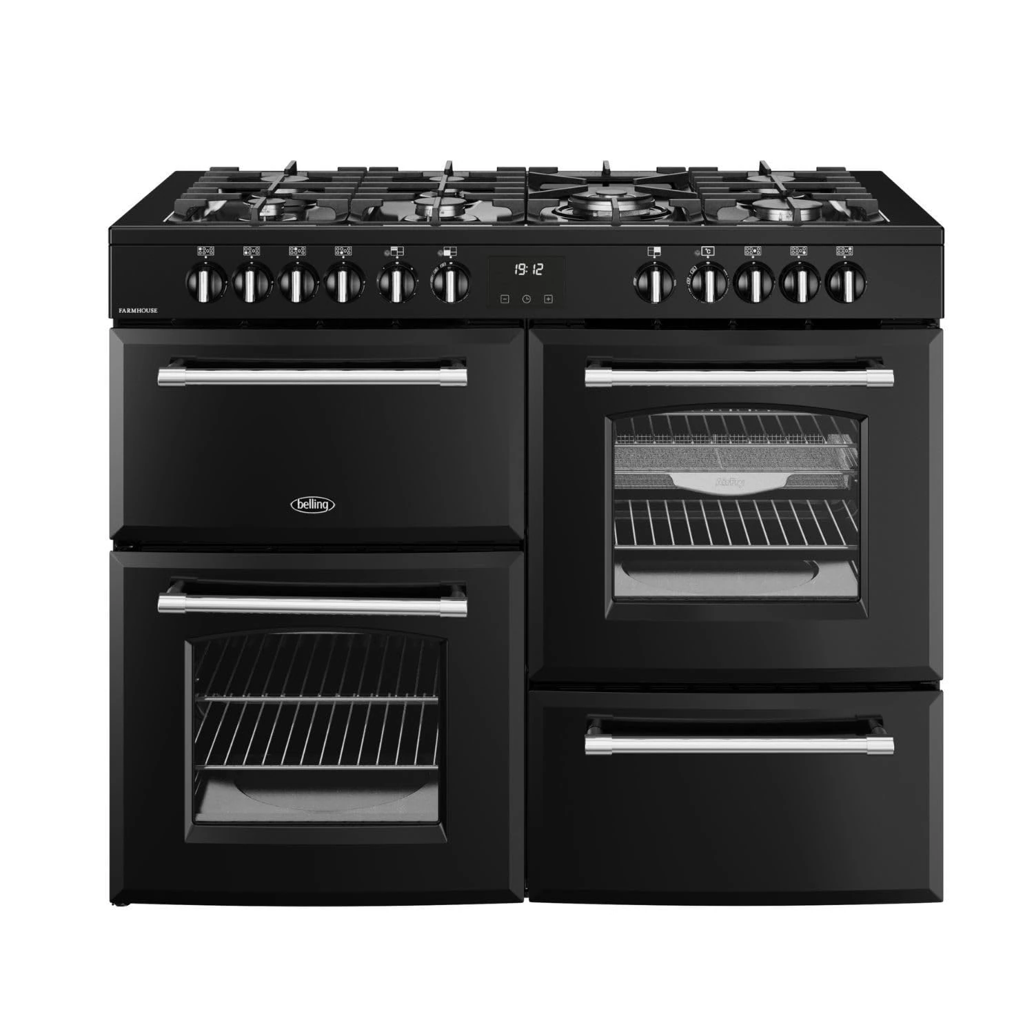 Belling Farmhouse 110cm Dual Fuel Range Cooker - Black