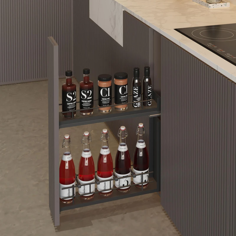 Menage Confort - Wine Rack Side Guides for 200 mm Wide Outdoor Furniture - Steel Anthracite/Melamine Anthracite