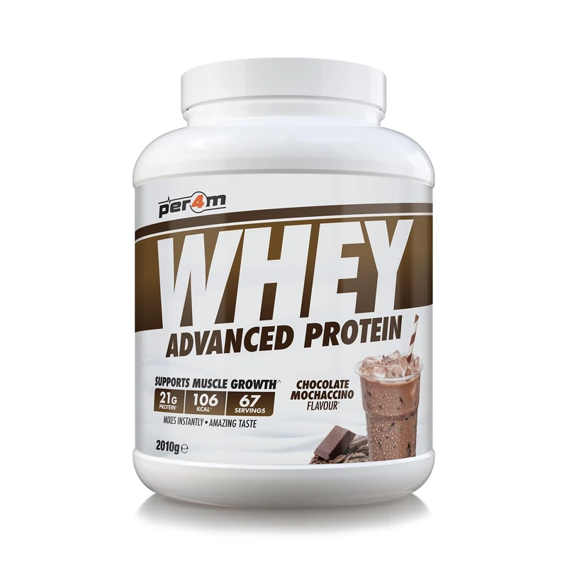 Per4m Whey Protein Powder | High Protein Shake for Muscle Growth & Recovery | Low Sugar Gym Supplement | Sports Nutrition Drink + Amino Acids (2010g, Chocolate Mochaccino)