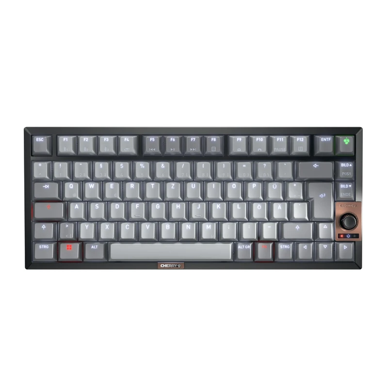 CHERRY KW 300 MX, Compact Mechanical Hot-Swap Keyboard, German Layout (QWERTZ), White Illumination, Windows & Mac Layout, MX2A BROWN Switches, Black