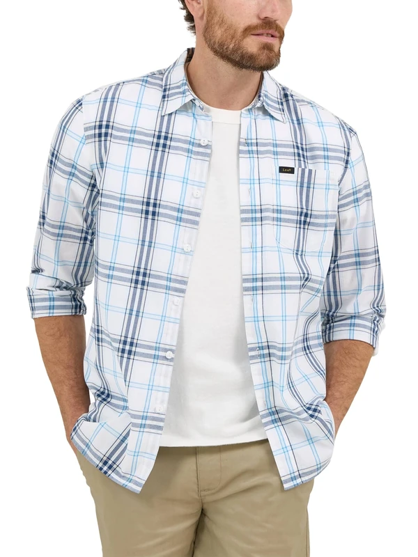 Lee Men's All Purpose Classic Fit Long Sleeve Shirt, Orion Plaid, 46/48