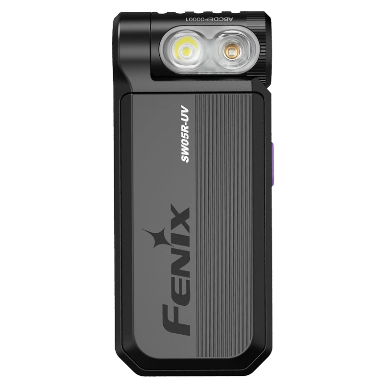 Fenix SW05R-UV, Black Body | White and UV LEDs | Rechargeable Inspection & Security Torch | 150 Lumen | 39m | 49 Hrs Max | 3 Level White Light | 1500mW UV Light | 200 Degree Rotating Head | IPX6