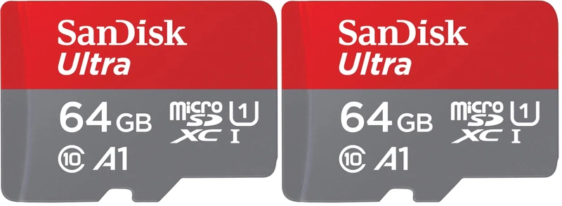 SanDisk Ultra micro SD card + SD adapter 64GB (For Android Smartphones and Tablets, Memory card up to 140 MB/s, A1 Faster App Performance, UHS-I, Class 10, U1) (Pack of 2)