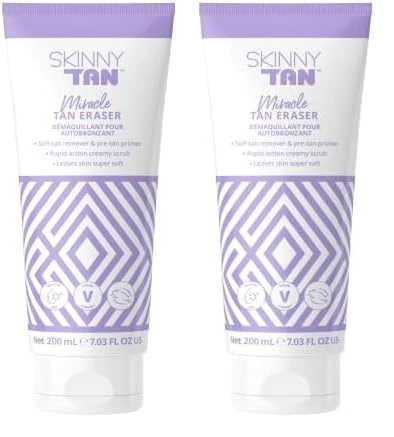 Skinny Tan Miracle Tan Eraser - Fake Tan Remover For Natural Streak-Free Results & Soft Skin, Vegan & Cruelty Free, 200ml (Pack of 2)