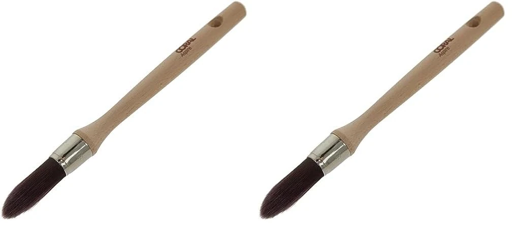 Coral 33712 Aspire 18MM Round Sash Paint Brush Professional Firm Pointed Profile for Fast Accurate Detail Cutting-in Ultra-Smooth Finish with Trade Emulsion or Gloss FSC Wood Handle (Pack of 2)