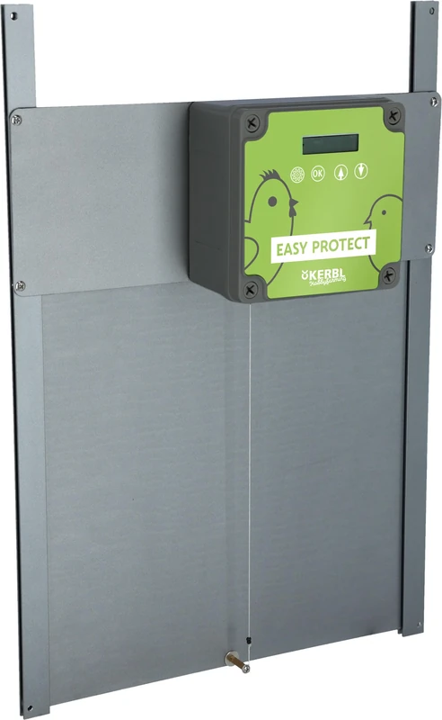 Kerbl Hobbyfarming Automatic Chicken Gate Complete Set EasyProtect Chicken Door, Grey, for Hens, Opening and Closing According to Daylight and Time