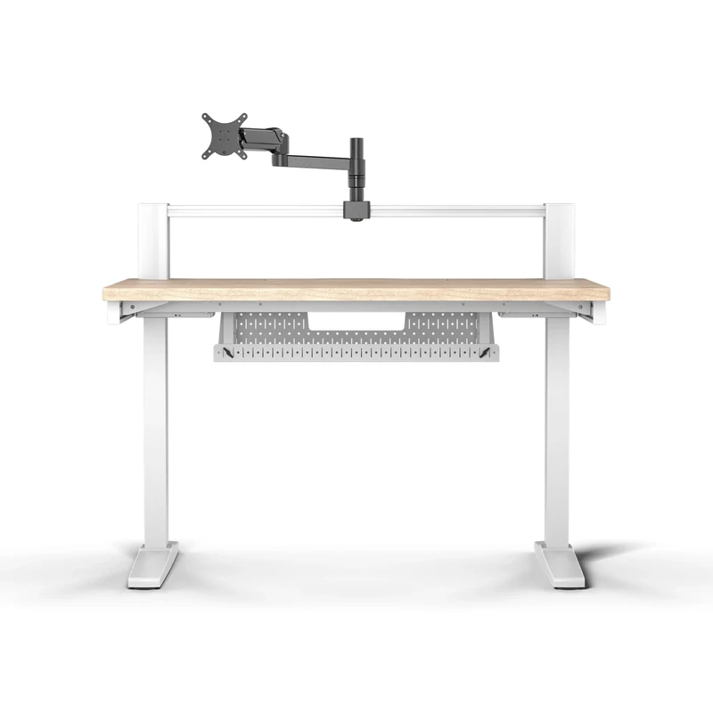 Corsair Platform:4 – 120cm x 76cm, Fixed Height, Standing Computer Home Office Gaming Desk, Cable Management, USB Ports, Monitor Arm Included – White Pine Stain