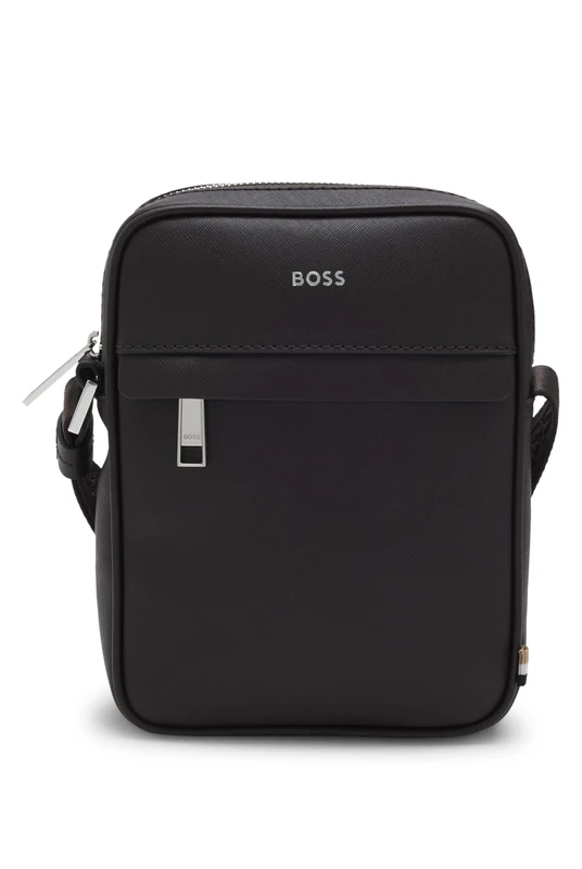 BOSS Men's Zair NS Zip Reporter Bag with Signature Stripes and Logo Detail, dunkelbraun, 3545 Kubikzentimeter