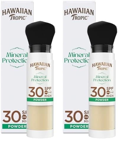 HAWAIIAN TROPIC - Mineral Mineral Powder Brush SPF 30 | Sun Protection Powder (Pack of 2)