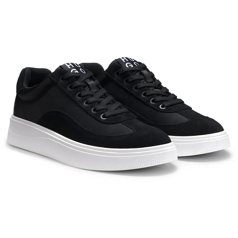 HUGO Women's Lyzz_Tenn_stsd Sneaker, Black/White, 6.5 UK