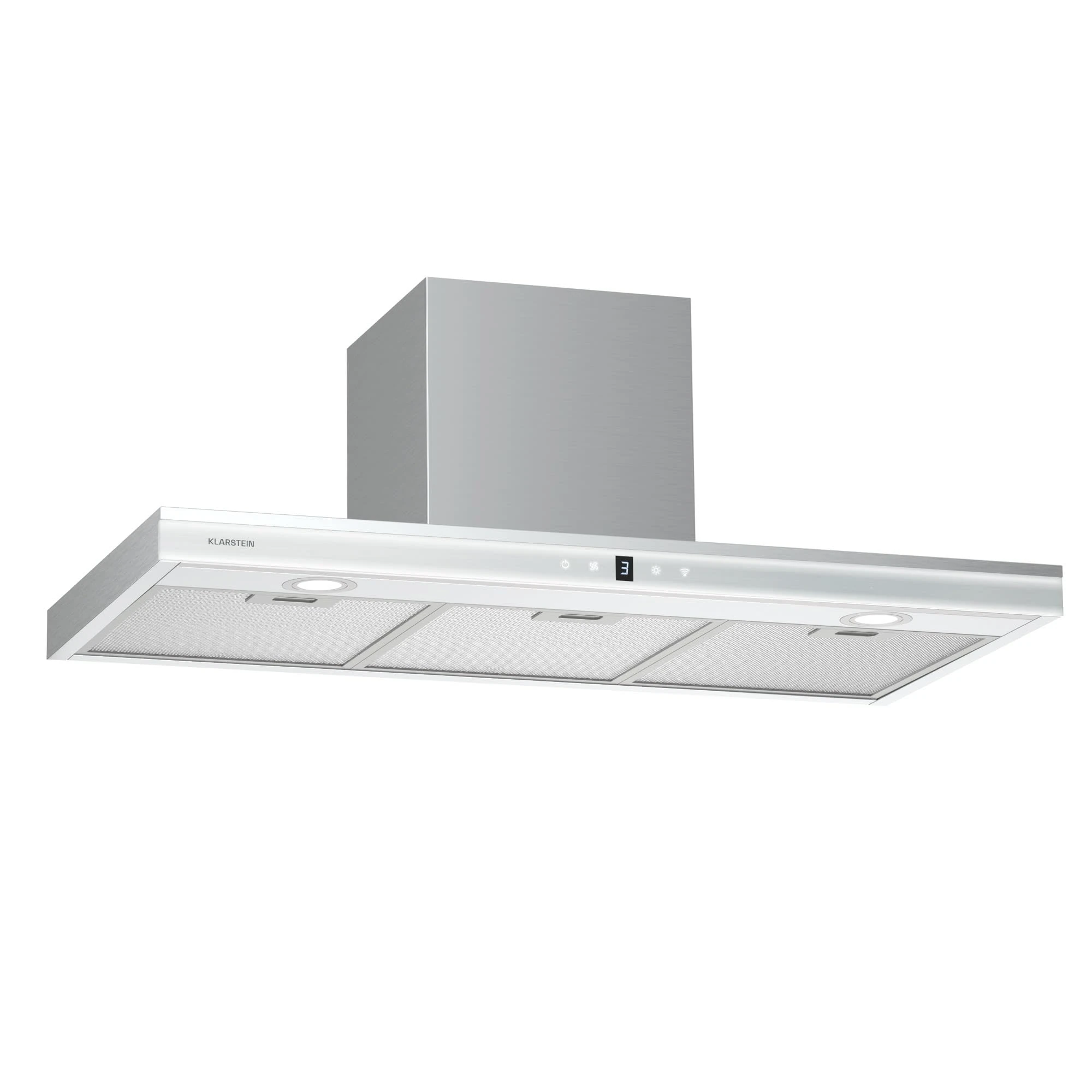Klarstein Auriana Wall Mounted Cooker Hood - 90cm, 700 m³/h Air Flow, A+ Energy Efficiency, WiFi & Touch Control, LED Lighting 6000K, Quiet 56 dB, Black, Exhaust & Charcoal Filter