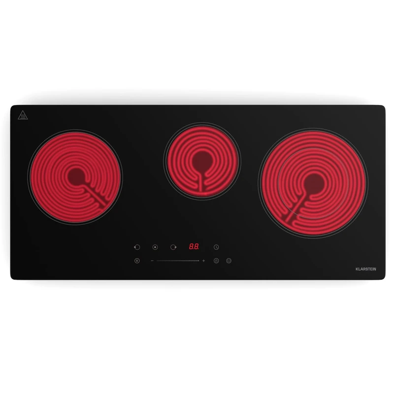 Klarstein Ceramic Hob - 75 cm Slimline 3-Zone VTC Cooktop with Touch Control, Digital Timer & Child Lock, Easy-to-Clean Glass Surface for Compact Kitchens