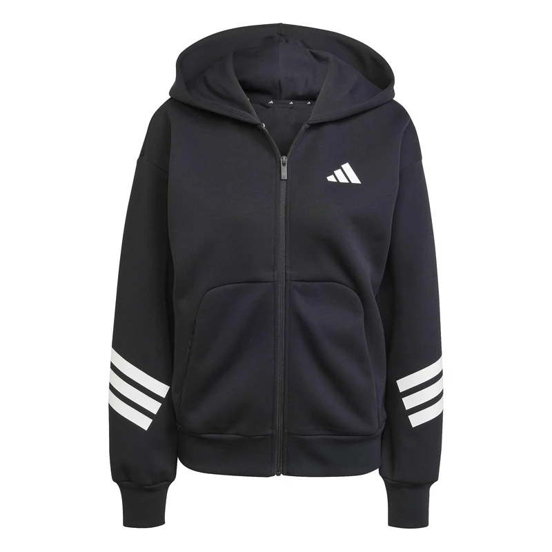 adidas Women's FUTURE ICONS THREE STRIPES FULL ZIP HOODIE, black, S