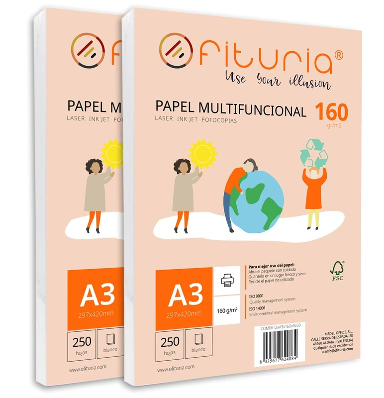 OFITURIA A3 160g Paper Pack - 500 White Sheets for Printing