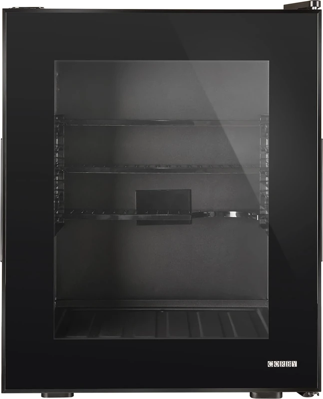 Corby Eton 35L Glass Door Minibar in Black & Black - UK Plug