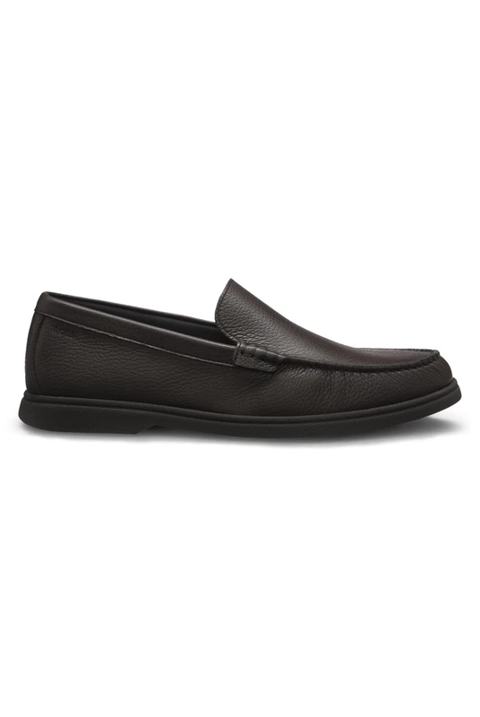 BOSS Men's Sienne Mocc Moccasins in Milled Leather with Logo Detail Size, Dark Brown, 10 UK
