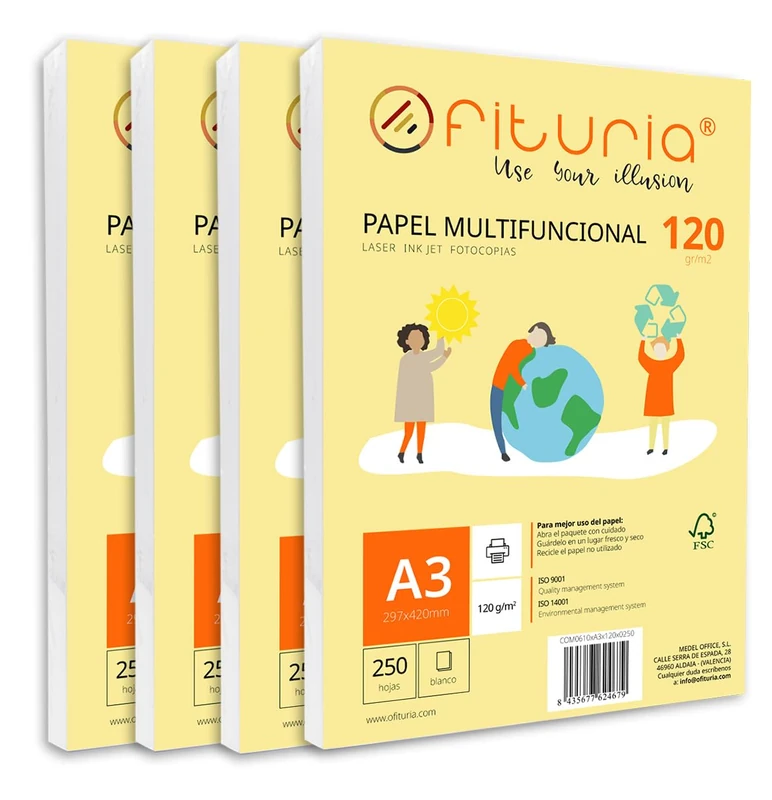 A3 120 g Paper Pack with 1000 White Sheets, Multifunctional Paper for School Use and Work Environments - Ideal for Laser, Inkjet or Copiers - Ofituria