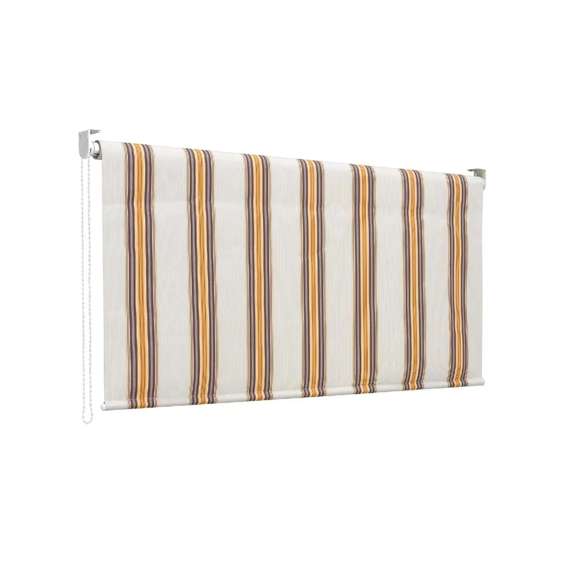 Sun Shade 150 x 250 cm with Aluminium Roller, External Sun Shade with Beige Stripes, Ceiling Attachment Included