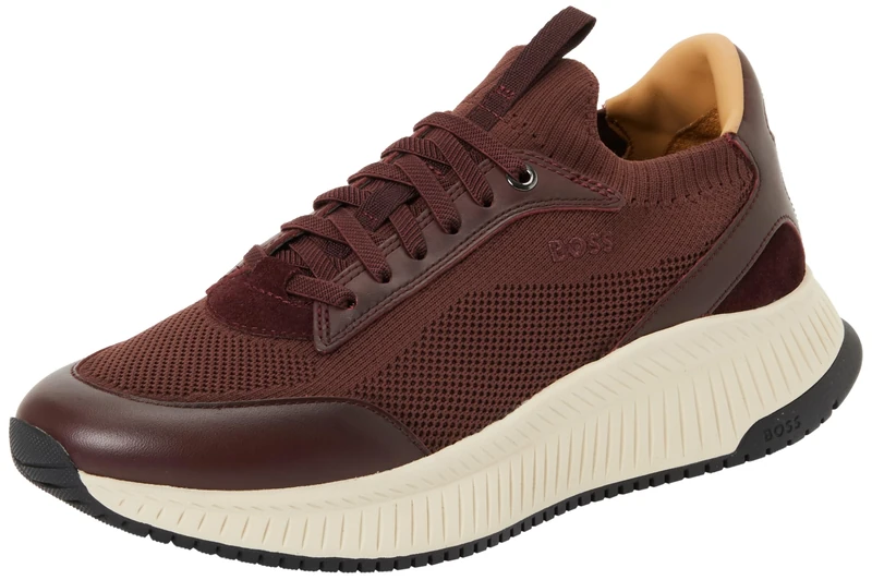 BOSS Men's Ttnm Evo_slon_knbult Slip-on Trainers, Dunkelrot, 5 UK