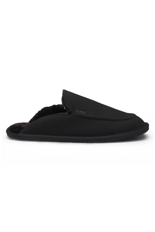 BOSS Mens Home Mule Microfibre Slippers with Rubber Sole Size 10 Black