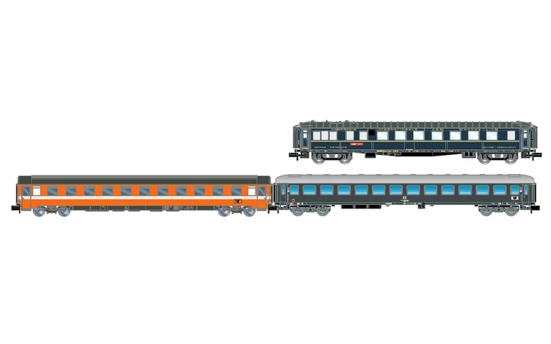Arnold HN4467 FS, 3-unit pack Alpen-Express Rome – Munich, WR plus Eurofima 2nd cl, C1 plus UIC-X 64 2nd cl, grey, epIV Passenger Coaches